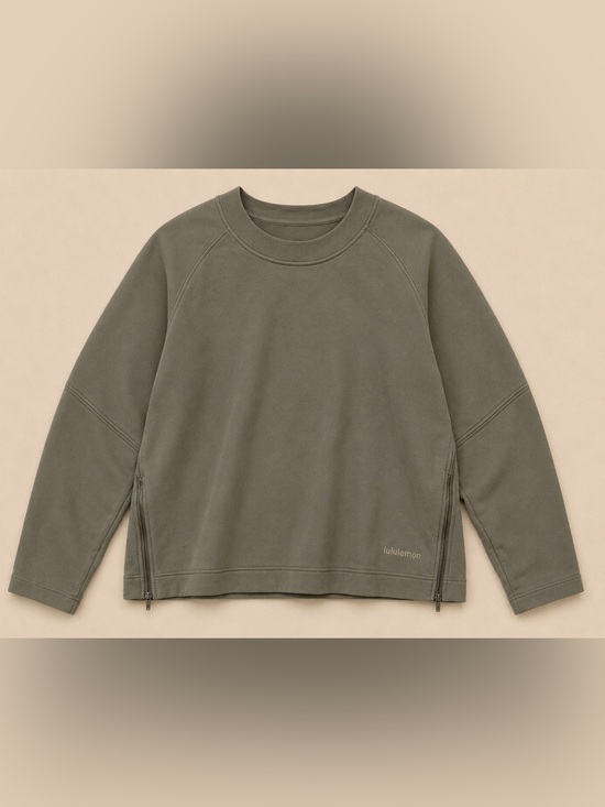 lululemon athletica Sweaters - Lululemon Olive Green Zip Sleeve Pullover Sweatshirt Crewneck Oversized